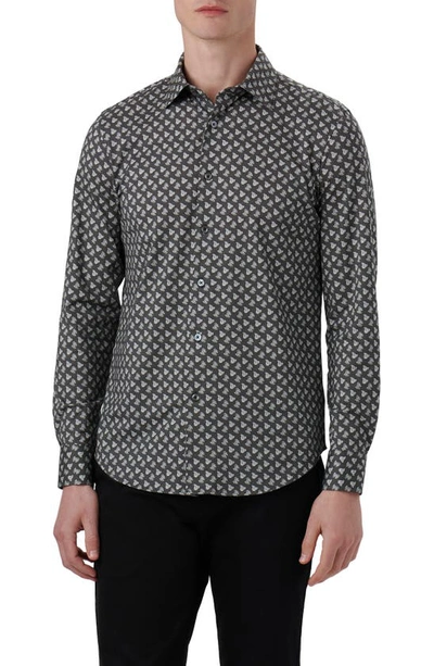 Shop Bugatchi James Ooohcotton® Paisley Button-up Shirt In Black