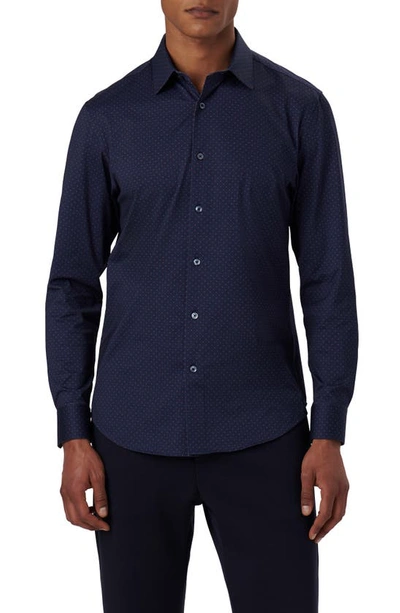 Shop Bugatchi James Ooohcotton® Dot Button-up Shirt In Navy