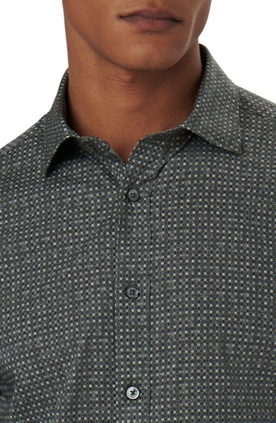 Bugatchi Axel Shaped Fit Mosaic Print Stretch Cotton Button-up Shirt In Khaki