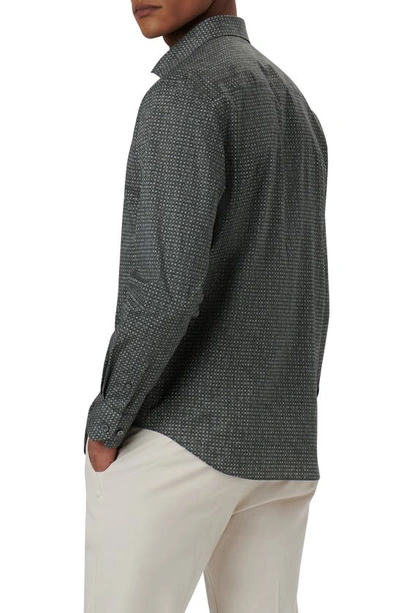 Bugatchi Axel Shaped Fit Mosaic Print Stretch Cotton Button-up Shirt In Khaki