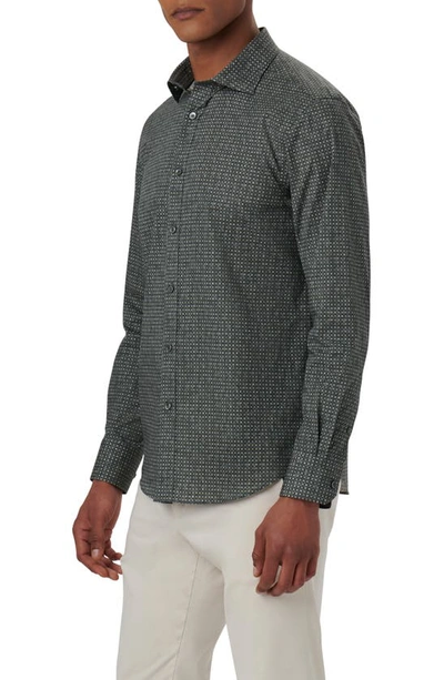 Bugatchi Axel Shaped Fit Mosaic Print Stretch Cotton Button-up Shirt In Khaki