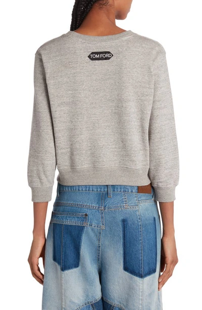 Shop Tom Ford Logo Graphic Cotton Sweatshirt In Grey/ Black
