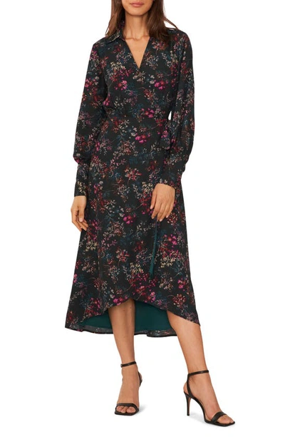 Shop Halogen (r) Floral Long Sleeve Wrap Shirtdress In June Bug