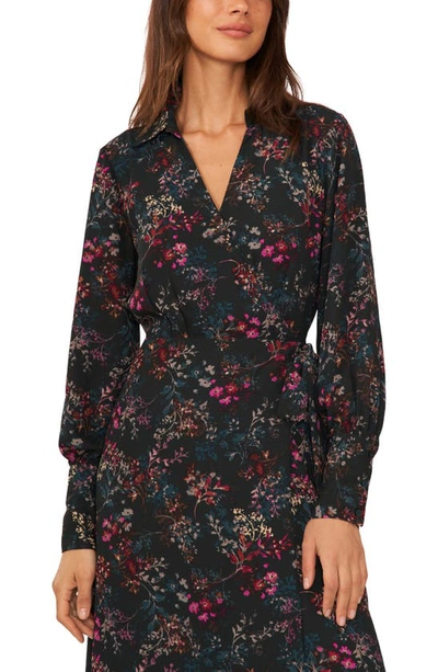 Shop Halogen (r) Floral Long Sleeve Wrap Shirtdress In June Bug