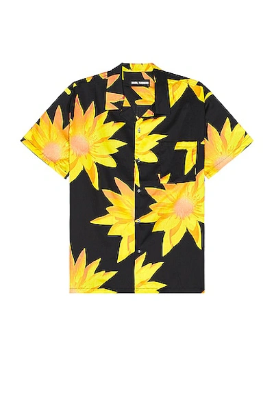 Shop Double Rainbouu Short Sleeve Hawaiian Shirt In Gold Lotus