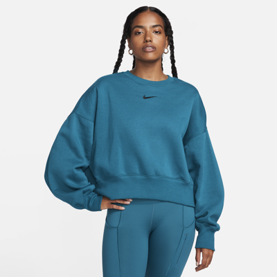 Shop Nike Women's  Sportswear Phoenix Fleece Over-oversized Crew-neck Sweatshirt In Green