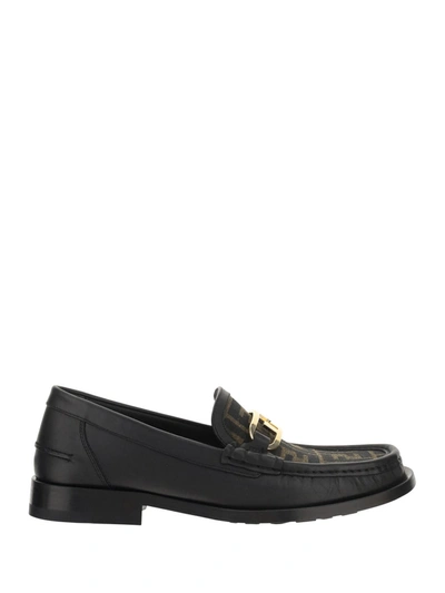 Shop Fendi Leather Loafer With Ff Print Insert