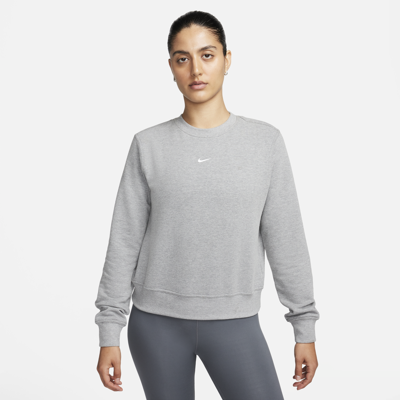 Shop Nike Women's Dri-fit One Crew-neck French Terry Sweatshirt In Grey