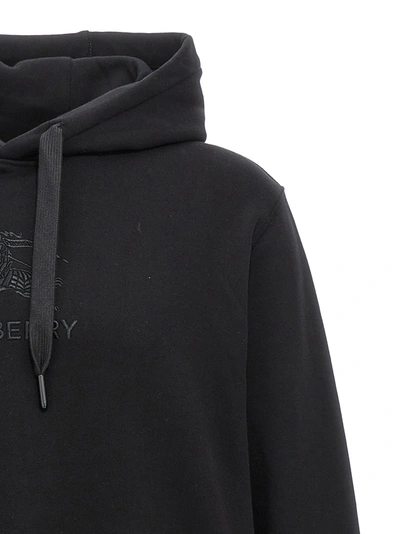 Shop Burberry Logo Embroidery Hoodie Sweatshirt Black