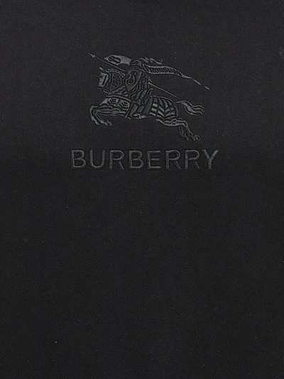 Shop Burberry Logo Embroidery Hoodie Sweatshirt Black