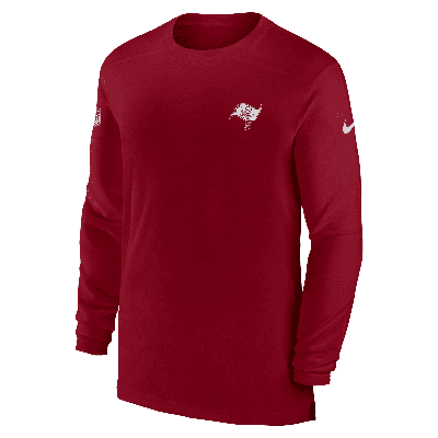 Shop Nike Men's Dri-fit Sideline Coach (nfl Tampa Bay Buccaneers) Long-sleeve Top In Red