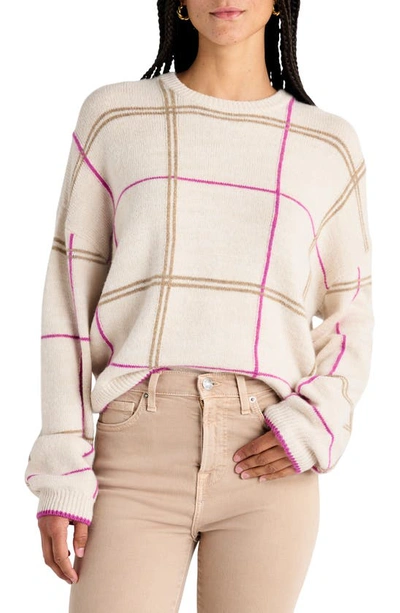 Shop Splendid Greta Windowpane Plaid Jacquard Sweater In Oat Heather Multi