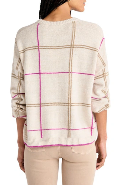 Shop Splendid Greta Windowpane Plaid Jacquard Sweater In Oat Heather Multi