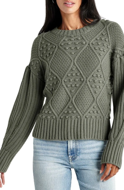 Shop Splendid Leonie Cotton Blend Bobble Sweater In Olive