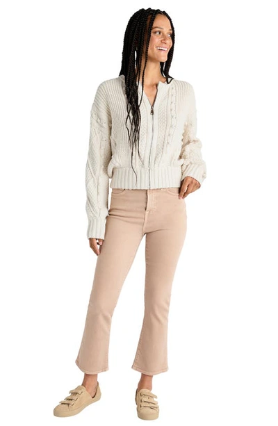 Splendid Katie Zip-up Cardigan In Oat Heather
