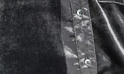 Splendid Irene Stretch Velvet Button-up Shirt In Lead