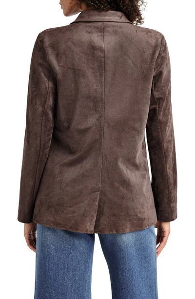 Shop Splendid Faux Suede Blazer In Chocolate