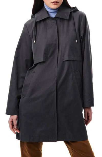 Shop Bernardo Rain Coat With Removable Hood In Blues Grey