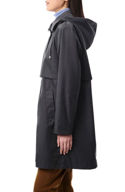 Bernardo Rain Coat With Removable Hood In Blues Grey