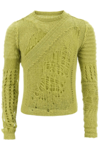 Shop Rick Owens 'spider Banana' Layered Sweater In Green
