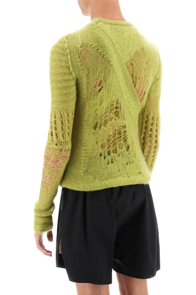 Shop Rick Owens 'spider Banana' Layered Sweater In Green