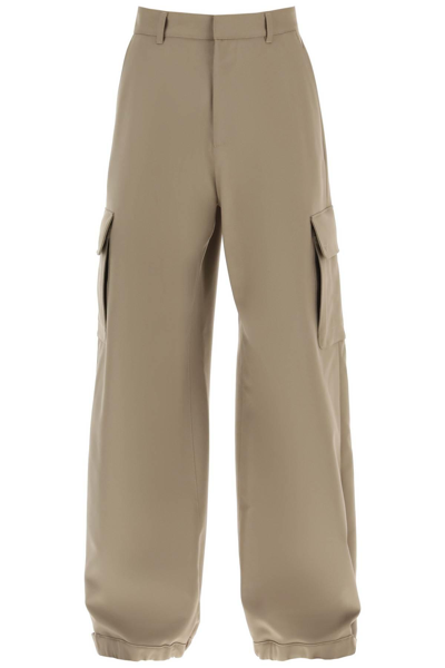 Shop Off-white Baggy Fit Cargo Pants In Khaki