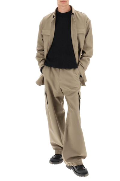 Off-white Wide-legged Cargo Pants With Ample Leg In Khaki