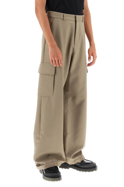 Shop Off-white Baggy Fit Cargo Pants In Khaki