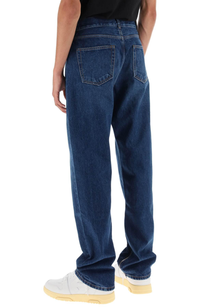 Shop Off-white Loose Fit Jeans With Vintage Wash In Blue