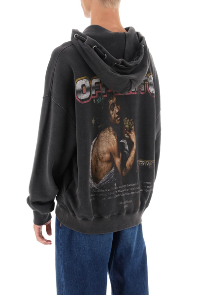 Shop Off-white Hoodie With Back Bacchus Print In Black