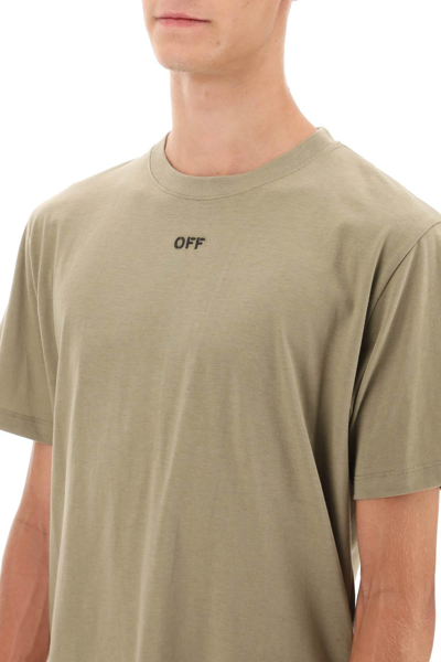 Shop Off-white T-shirt With Back Arrow Embroidery In Khaki