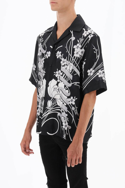 Shop Amiri Bowling Shirt With Floral Motif In Black