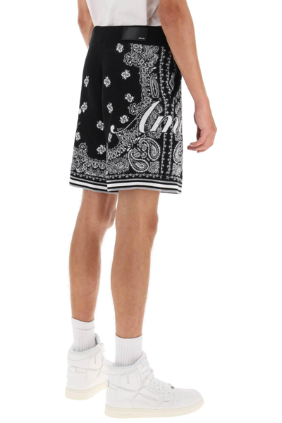 Shop Amiri Bandana Knitted Shorts In Black,white