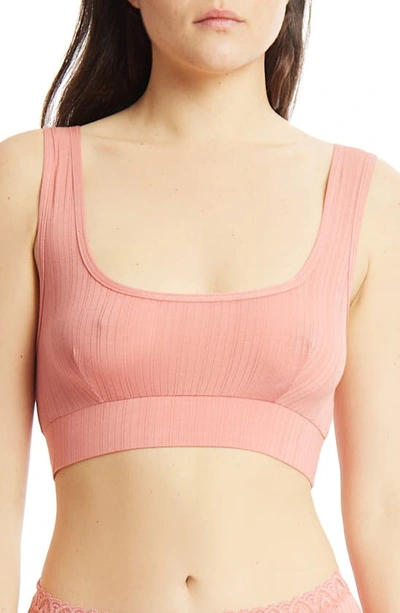 Hanky Panky Microstripe Lounge Bralette In Antique Rose Pink