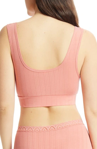 Hanky Panky Microstripe Lounge Bralette In Antique Rose Pink