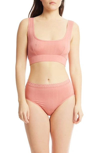 Hanky Panky Microstripe Lounge Bralette In Antique Rose Pink