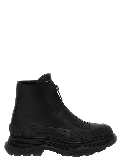 Shop Alexander Mcqueen Zip Tread Slick Boots, Ankle Boots Black