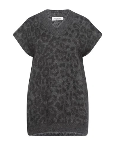 Valentino Garavani Woman Sweater Charcoal Size S Mohair Wool, Polyamide, Wool In Grey