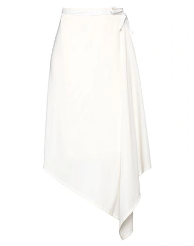 Shop Ann Demeulemeester Woman Midi Skirt Cream Size 6 Virgin Wool In White