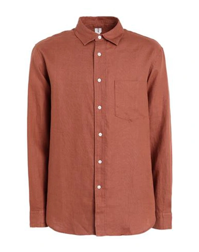 Shop Arket Man Shirt Tan Size 40 Linen In Brown