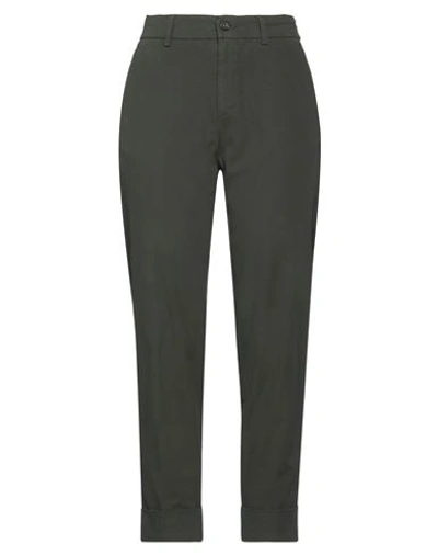 Berwich Woman Pants Military Green Size 4 Cotton, Elastane In Green