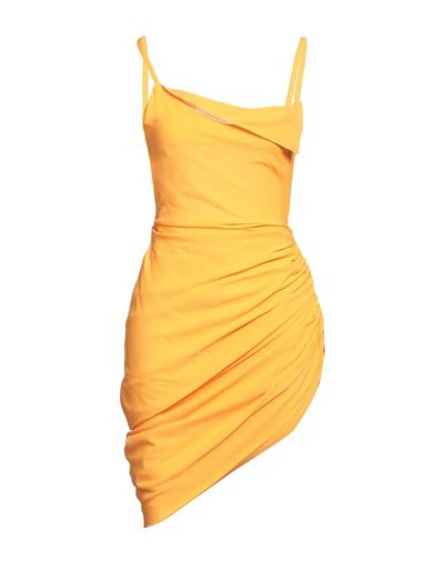 Shop Jacquemus Woman Mini Dress Orange Size 0 Cotton