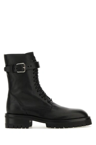 Shop Ann Demeulemeester Woman Black Leather Ankle Boots