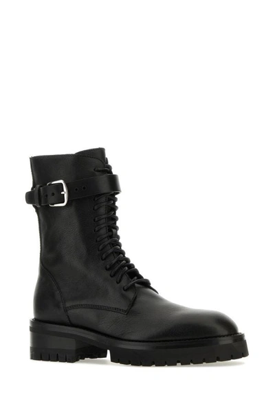 Shop Ann Demeulemeester Woman Black Leather Ankle Boots