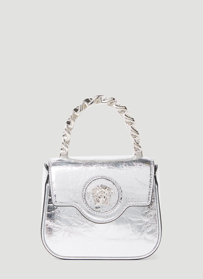 Shop Versace La Medusa Mini Handbag In Silver