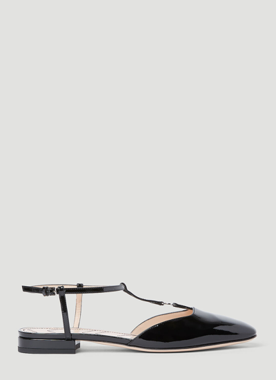 Gucci Marmont Patent Leather Ballerina Flats In Black