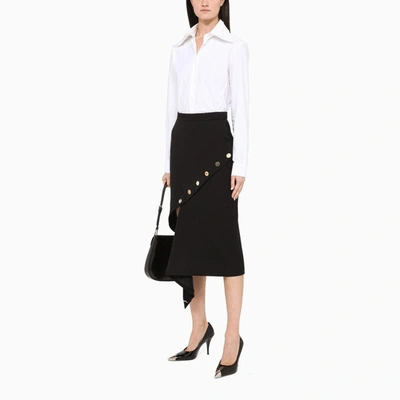 Shop Alexander Mcqueen Asymmetric Skirt With Buttons In Black