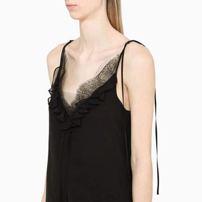 Shop Alexander Mcqueen Tank Top With Lace And Ruffles In Black