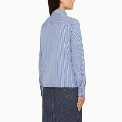 Shop Etro Striped Poplin Shirt In Blue