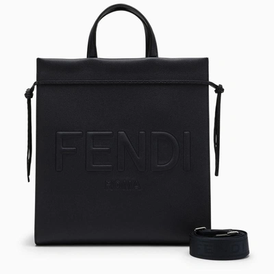 Shop Fendi Go To Shopper Medium Black Bag In Blue